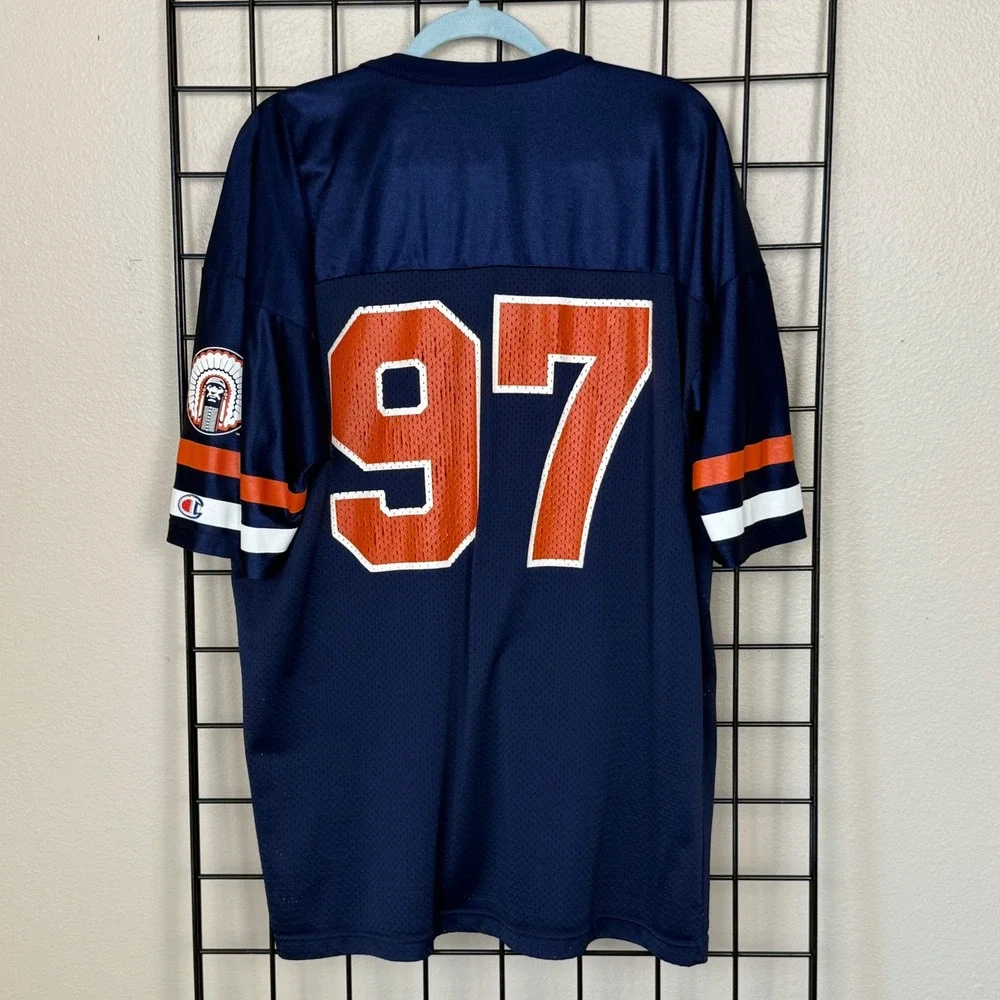Vintage Illinois Illini Champion Football Jersey Mens 48 Navy Blue 97 Mesh USA